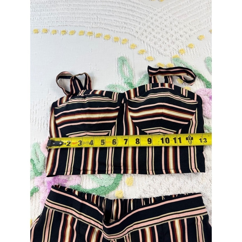 Live To Be Spoiled Striped Two Piece Set Crop Top Wide Leg Pants XS S KOLB017J - Picture 5 of 11